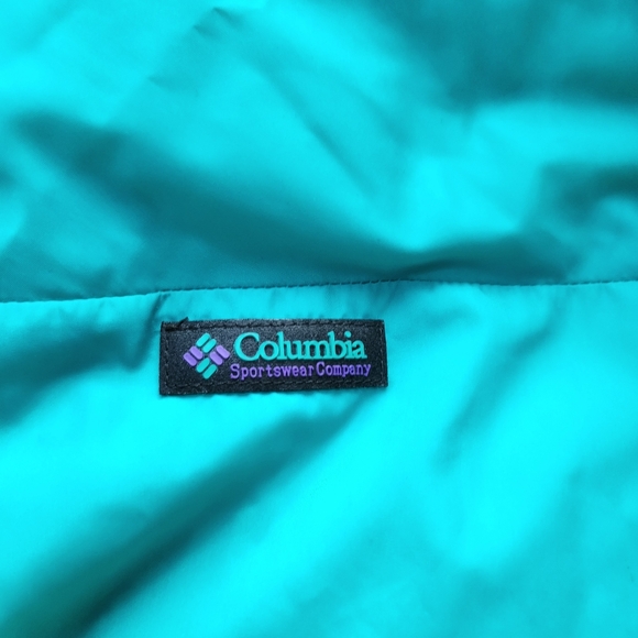 Vintage Columbia Reversible Black & Teal Insulated Down Puffer Jacket - Picture 9 of 12